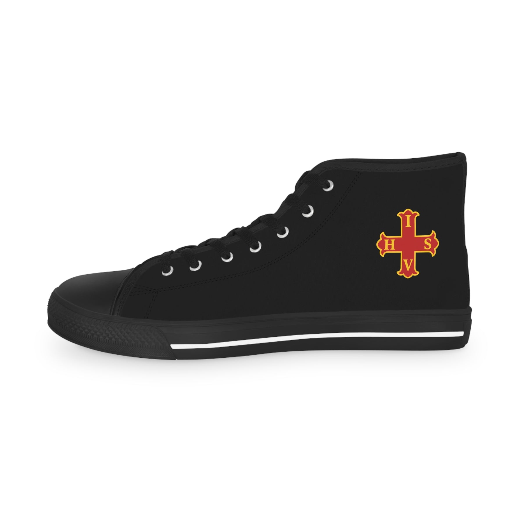 Red Cross of Constantine Sneaker - High Top Black & White - Bricks Masons