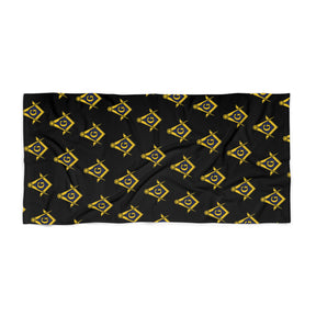 Master Mason Blue Lodge Towel - Square & Compass G Black Beach Towel - Bricks Masons