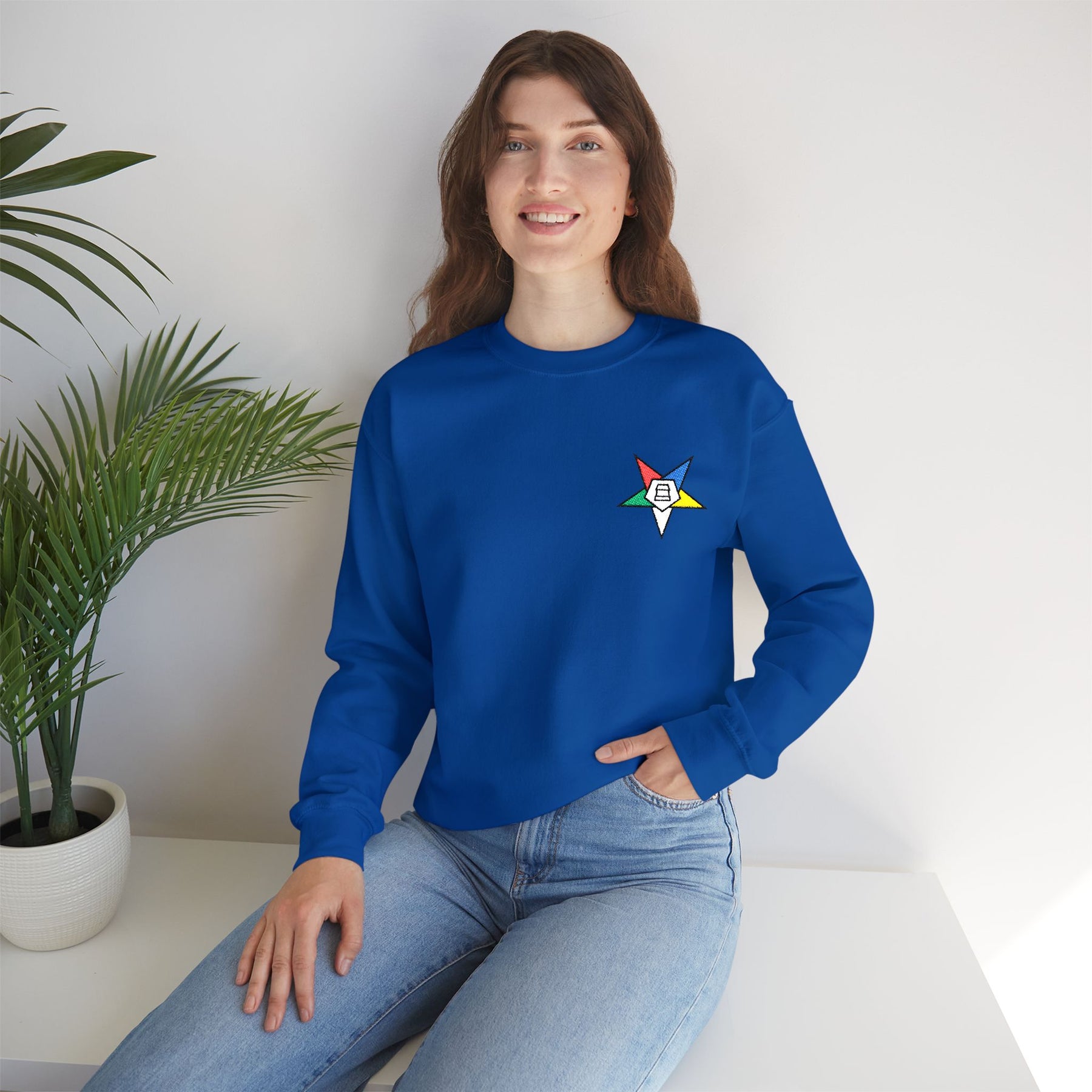 OES Sweatshirt - Crewneck Embroidered Emblem - Bricks Masons