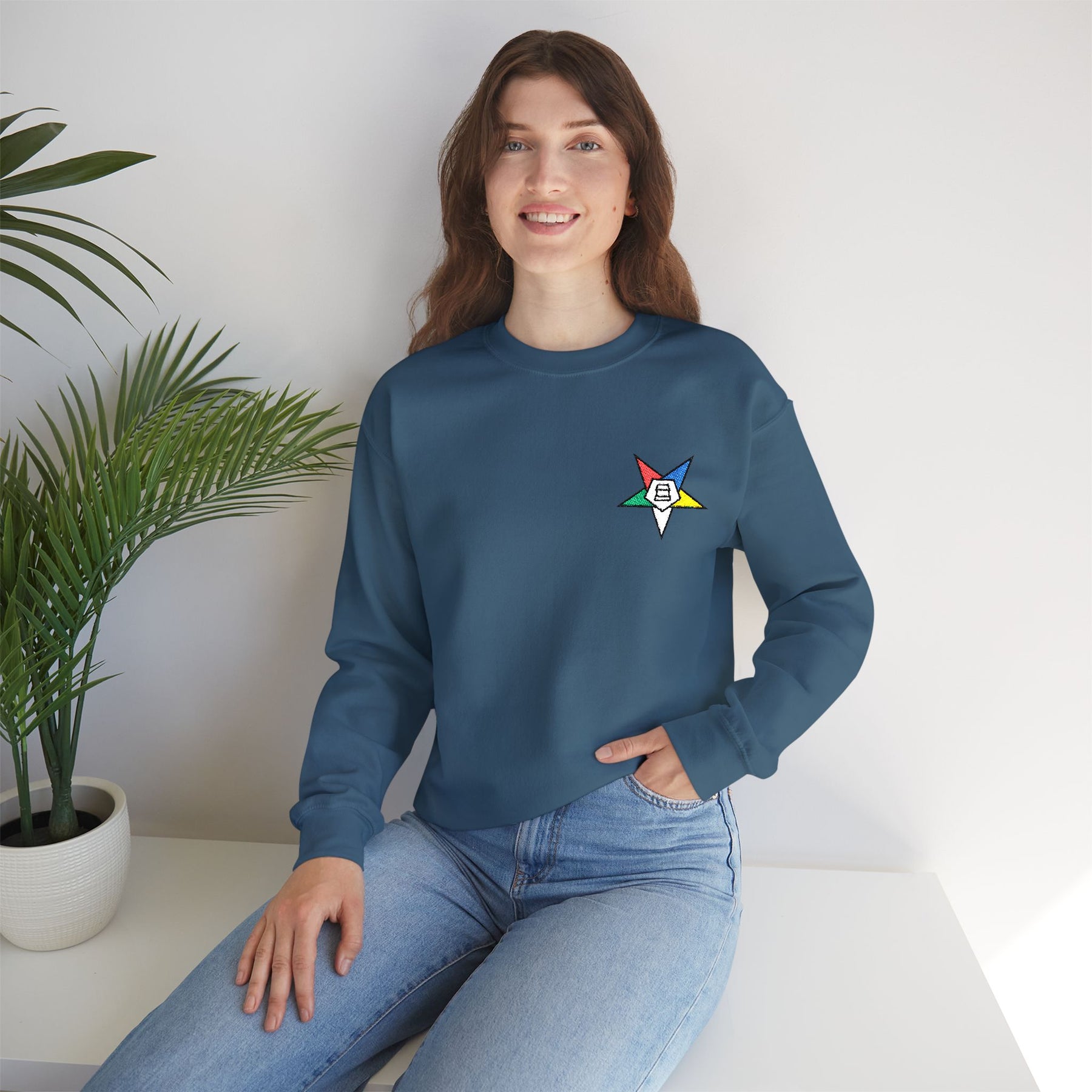 OES Sweatshirt - Crewneck Embroidered Emblem - Bricks Masons
