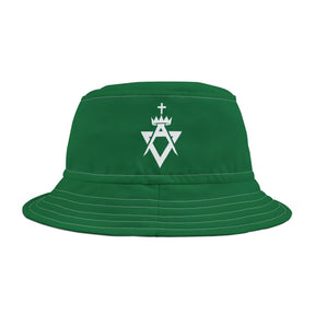 Allied Masonic Degrees Bucket Hat - Green with White Emblem & Stitching - Bricks Masons