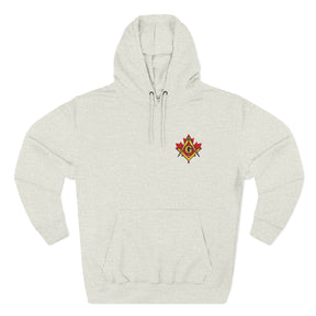 Master Mason Blue Lodge Canada Jurisdiction Hoodie - Three-Panel Fleece Front Motif - Bricks Masons