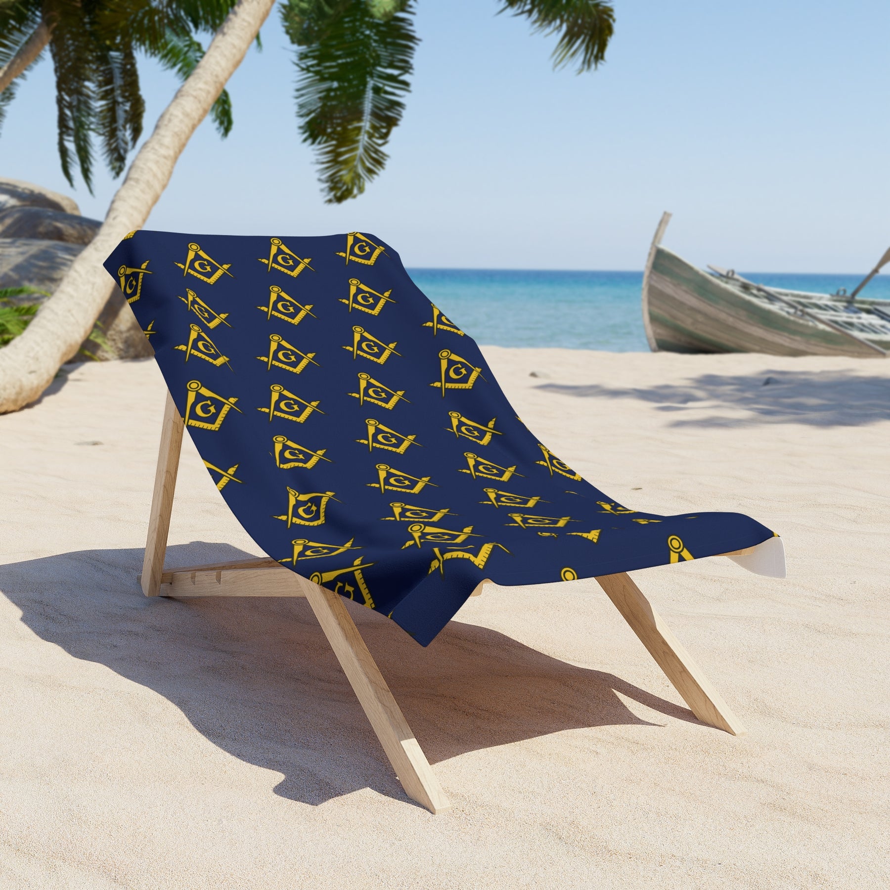 Master Mason Blue Lodge Towel - Square & Compass G Blue Beach Towel - Bricks Masons