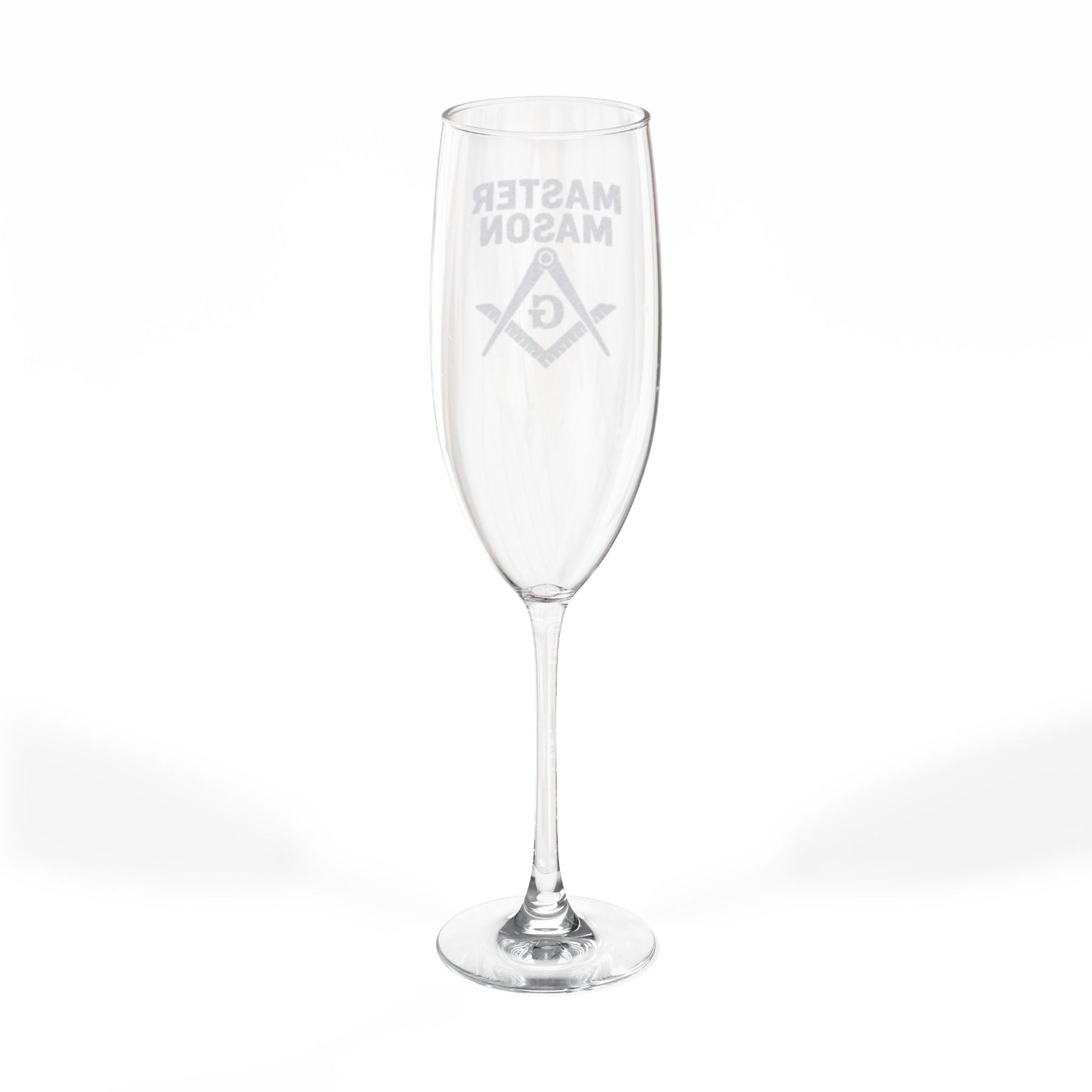 Master Mason Blue Lodge Champagne Flute - Square & Compasses G Emblem - Bricks Masons
