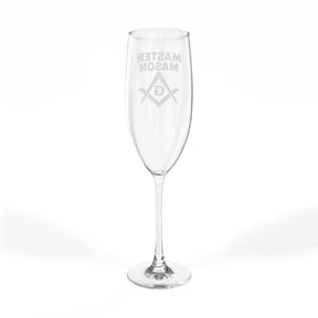 Master Mason Blue Lodge Champagne Flute - Square & Compasses G Emblem - Bricks Masons
