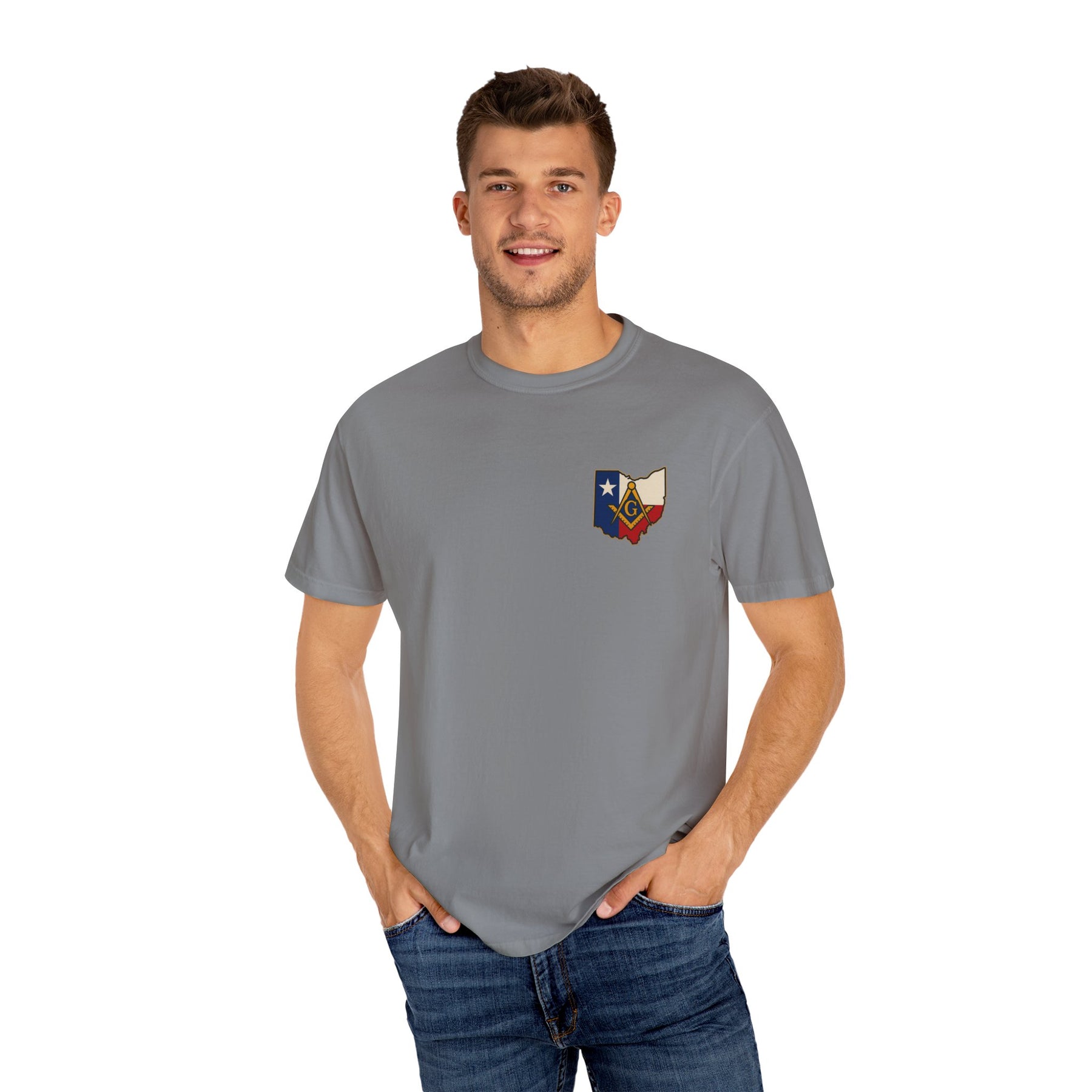Master Mason Blue Lodge T-Shirt - Garment-Dyed Ohio Mason - Bricks Masons