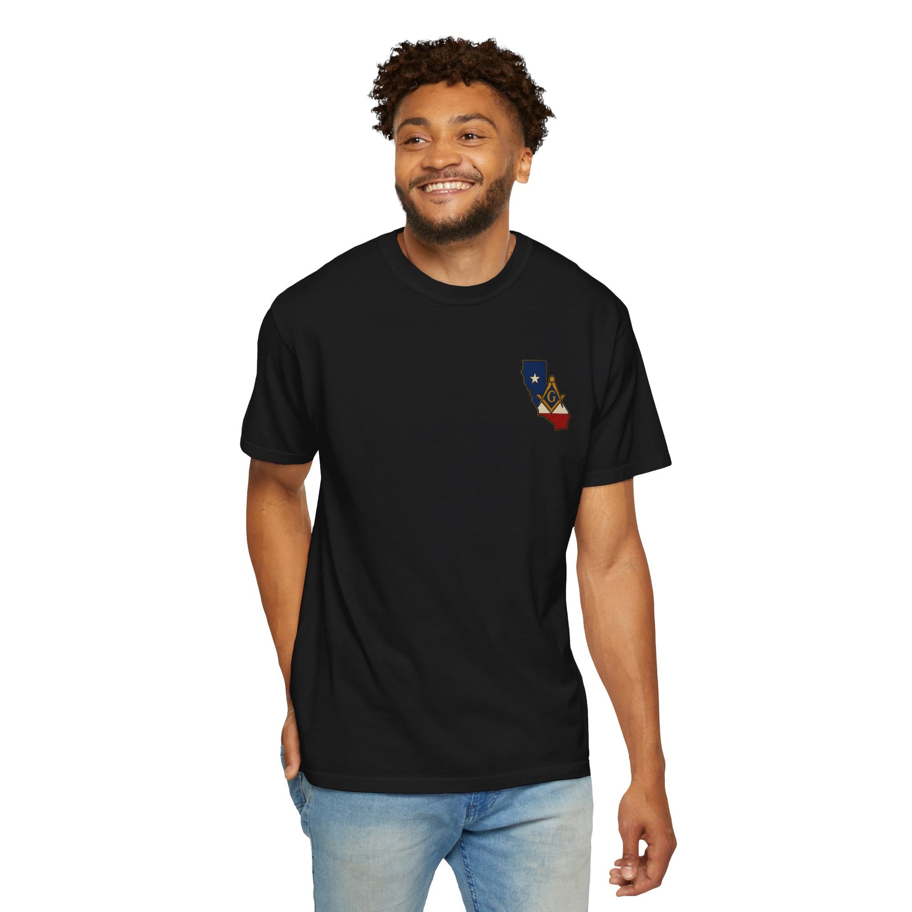 Master Mason Blue Lodge T-Shirt - Garment-Dyed California Mason - Bricks Masons
