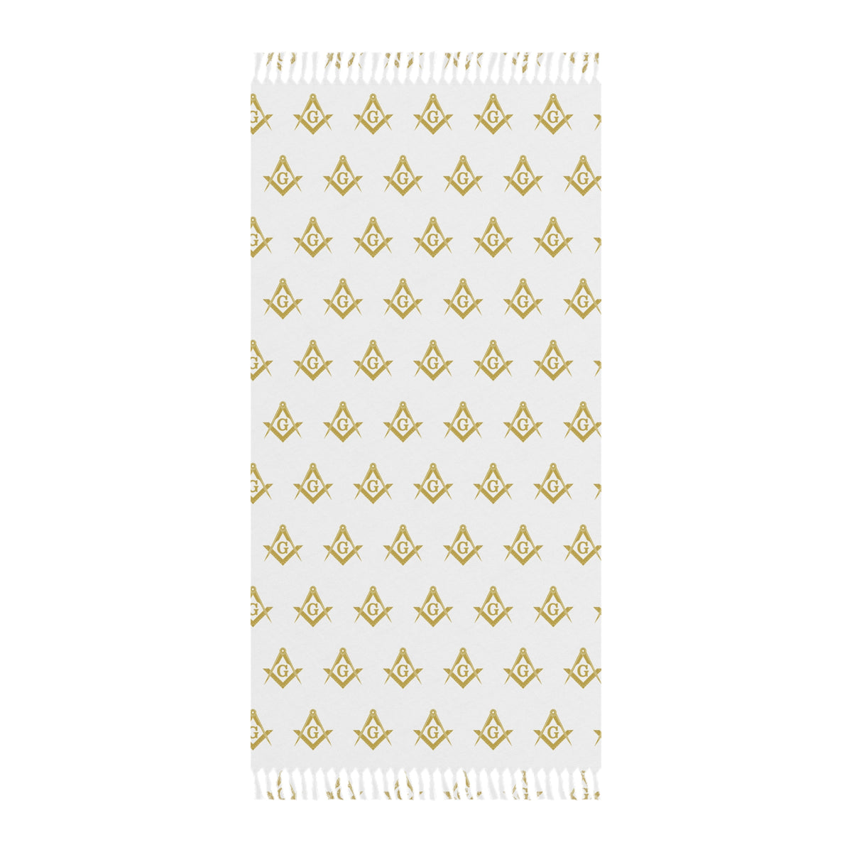 Master Mason Blue Lodge Towel - S & C Polyester With Knotted Tassels - Bricks Masons