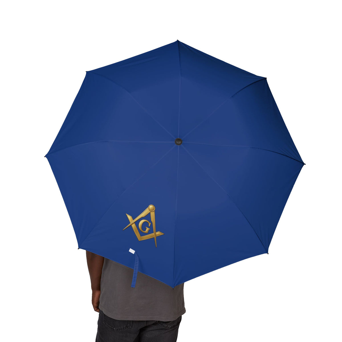 Master Mason Blue Lodge Umbrella - Blue with Gold Square & Compass G