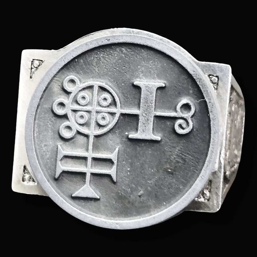 Demon Ring 10 PRESIDENT BUER 72 Demons Lesser Key of Solomon Goetia In Silver 2.2 cm x 1.8 cm 18 Gr Art 1788 - Bricks Masons