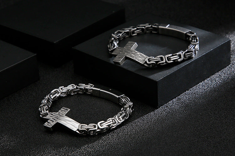 Knights Templar Commandery Bracelet - Steel Color With Cross - Bricks Masons