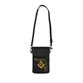 Master Mason Blue Lodge Cell Phone Wallet - Florida Mason Microfiber Leather - Bricks Masons