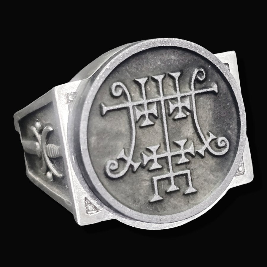 Demon Ring 31 PRESIDENT'S RING FORAS 72 Demons Lesser Key of Solomon Goetia In Silver 2.2 cm x 1.8 cm 18 Gr Art 1809 - Bricks Masons