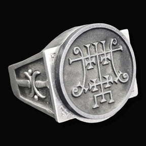Demon Ring 31 PRESIDENT'S RING FORAS 72 Demons Lesser Key of Solomon Goetia In Silver 2.2 cm x 1.8 cm 18 Gr Art 1809 - Bricks Masons