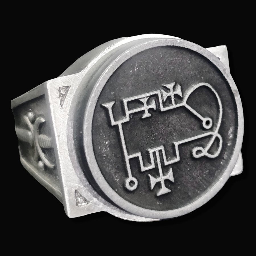 Demon Ring 37 MARQUES PHENEX 72 Demons Lesser Key of Solomon Goetia In Silver 2.2 cm x 1.8 cm 18 Gr Art 1815 - Bricks Masons