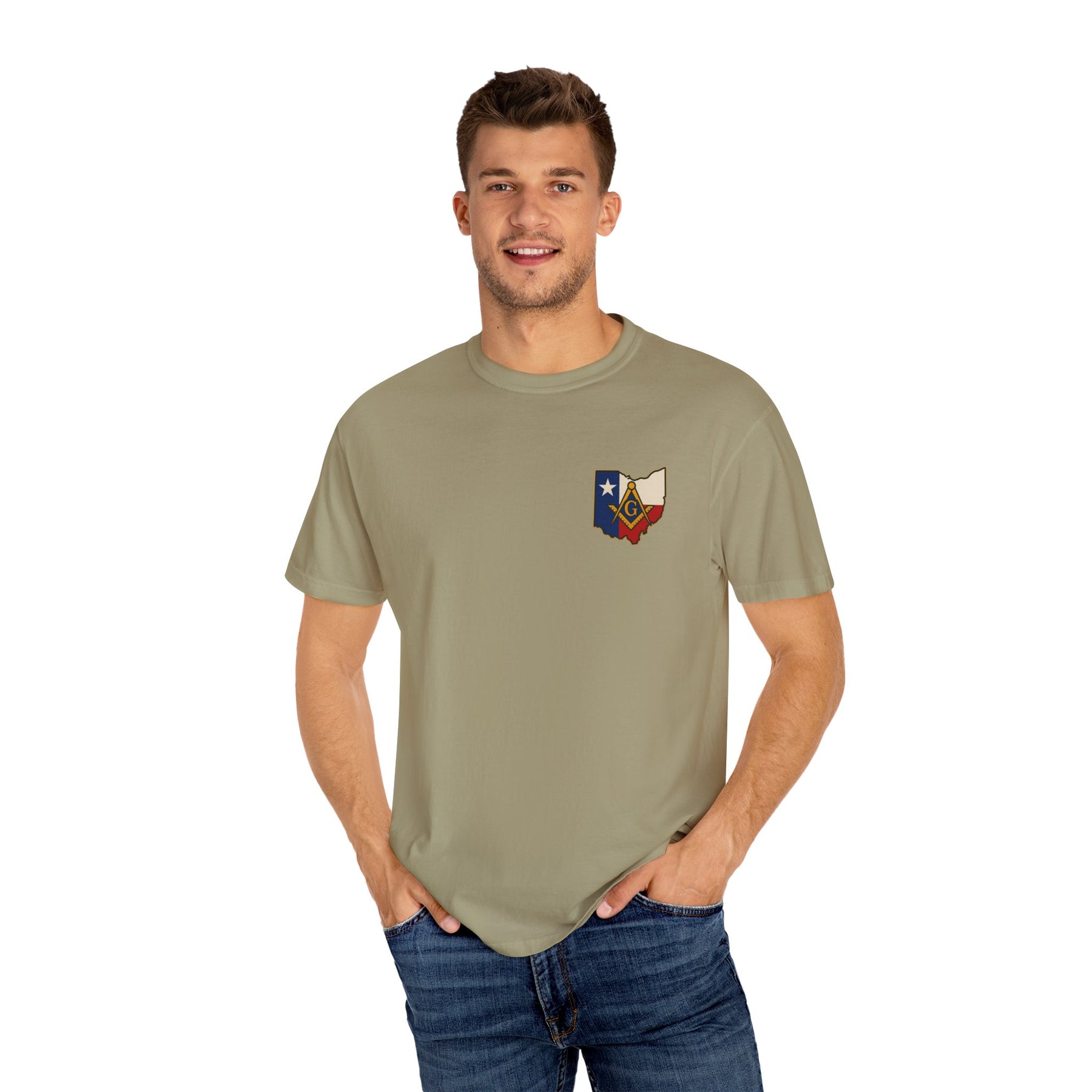 Master Mason Blue Lodge T-Shirt - Garment-Dyed Ohio Mason - Bricks Masons