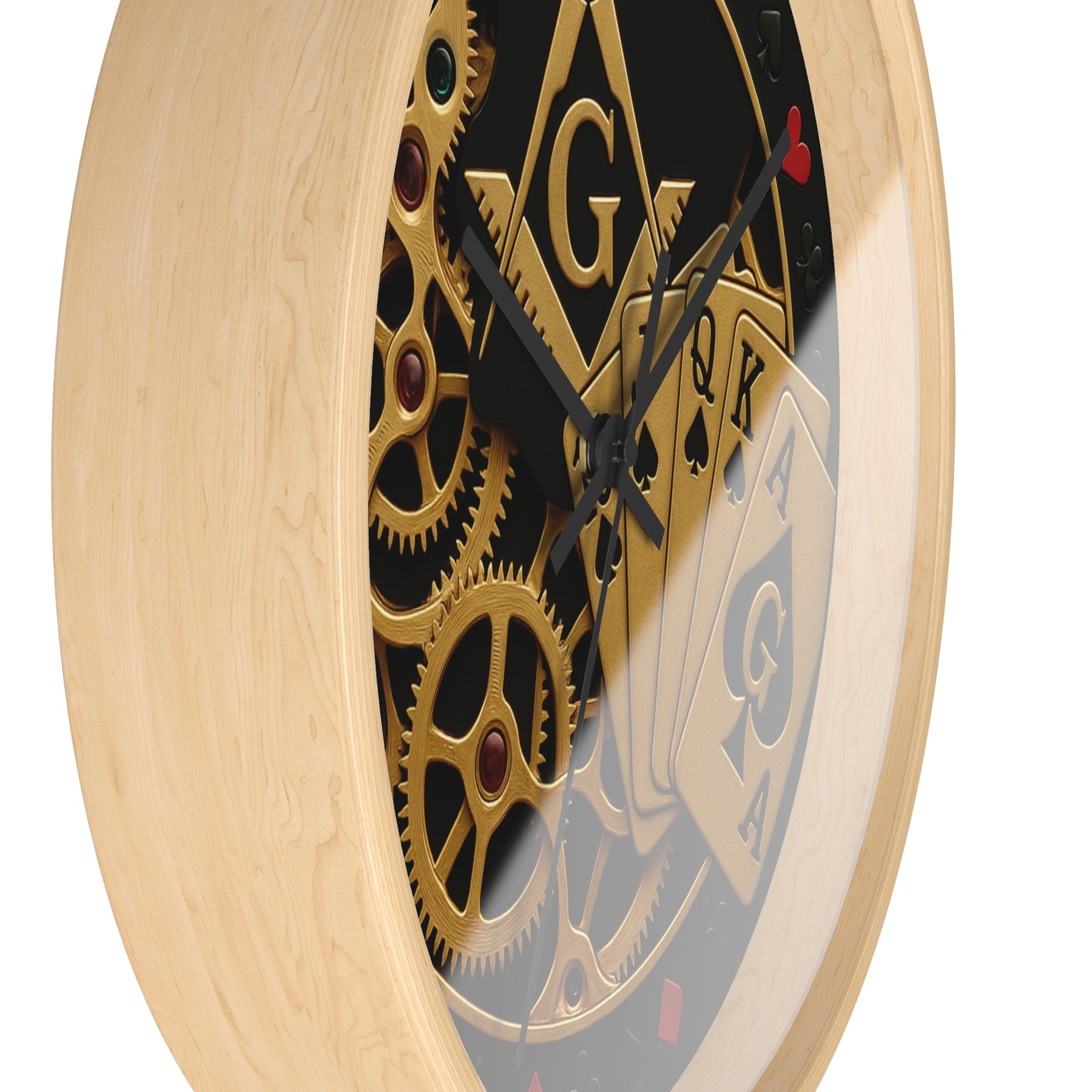 Master Mason Blue Lodge Clock - S&C G with Deck of Cards & Gear - Bricks Masons