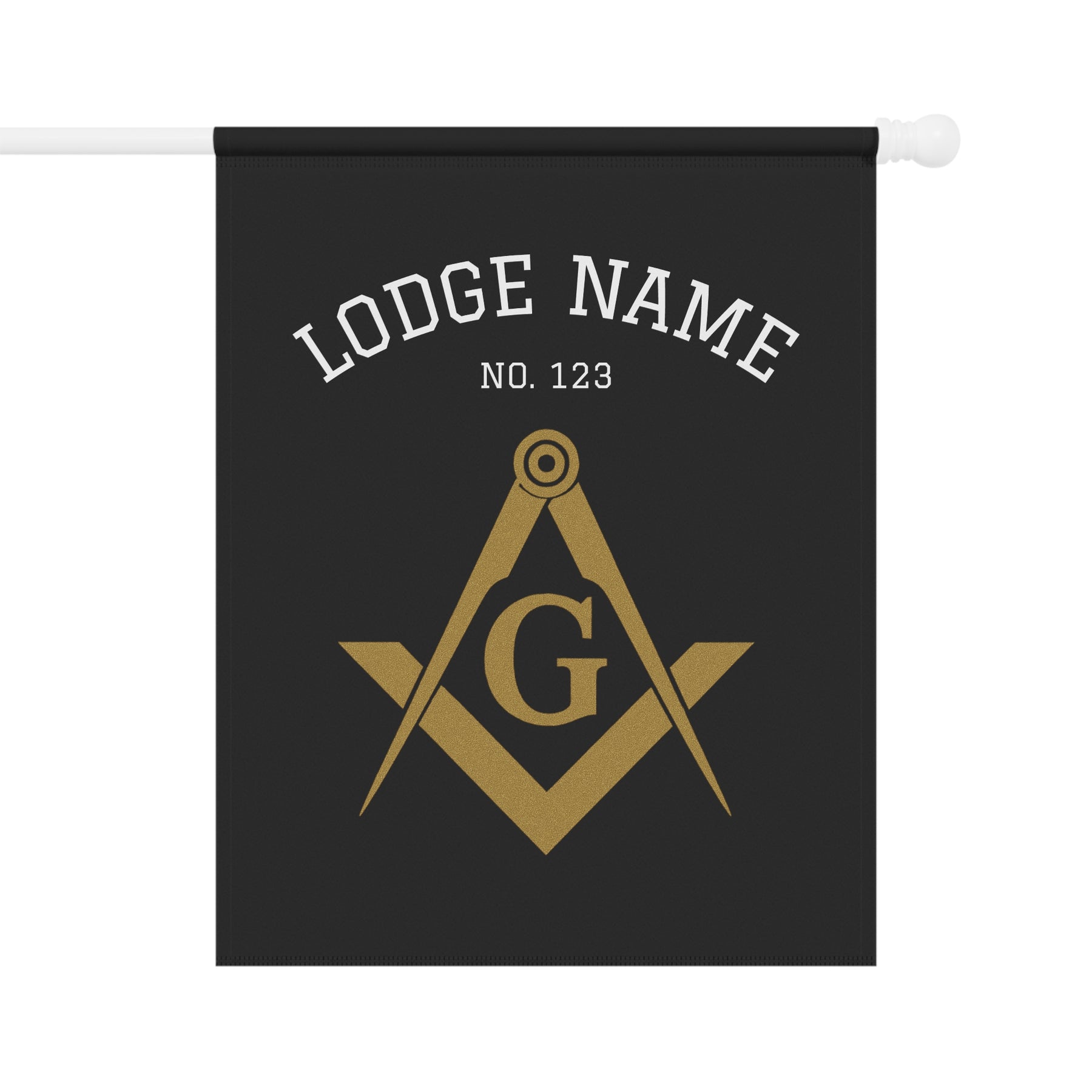 Master Mason Blue Lodge Yard Flag - Gold Square & Compass G with Customization - Bricks Masons