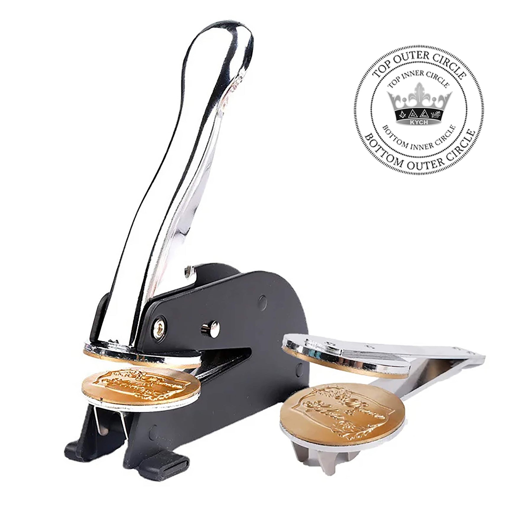 Knights of the York Cross of Honour Seal Press - Desktop Stainless Steel With Customizable Stamp - Bricks Masons