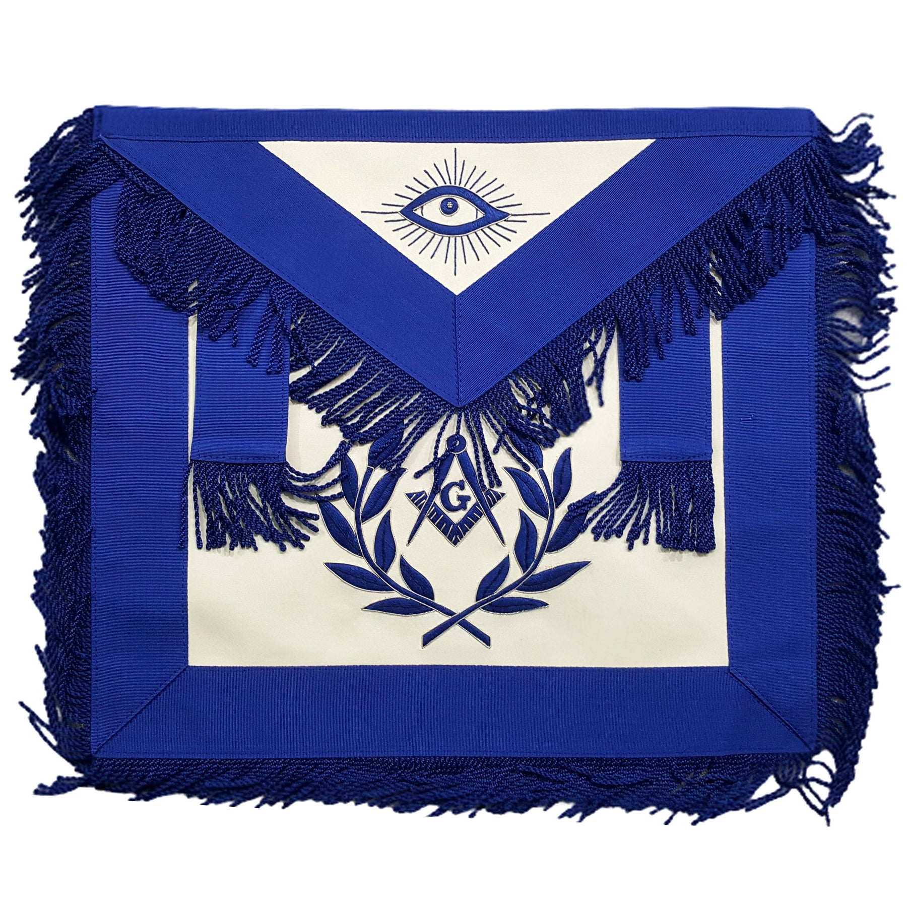 Master Mason Blue Lodge Apron - Blue with Embroidery & Fringe