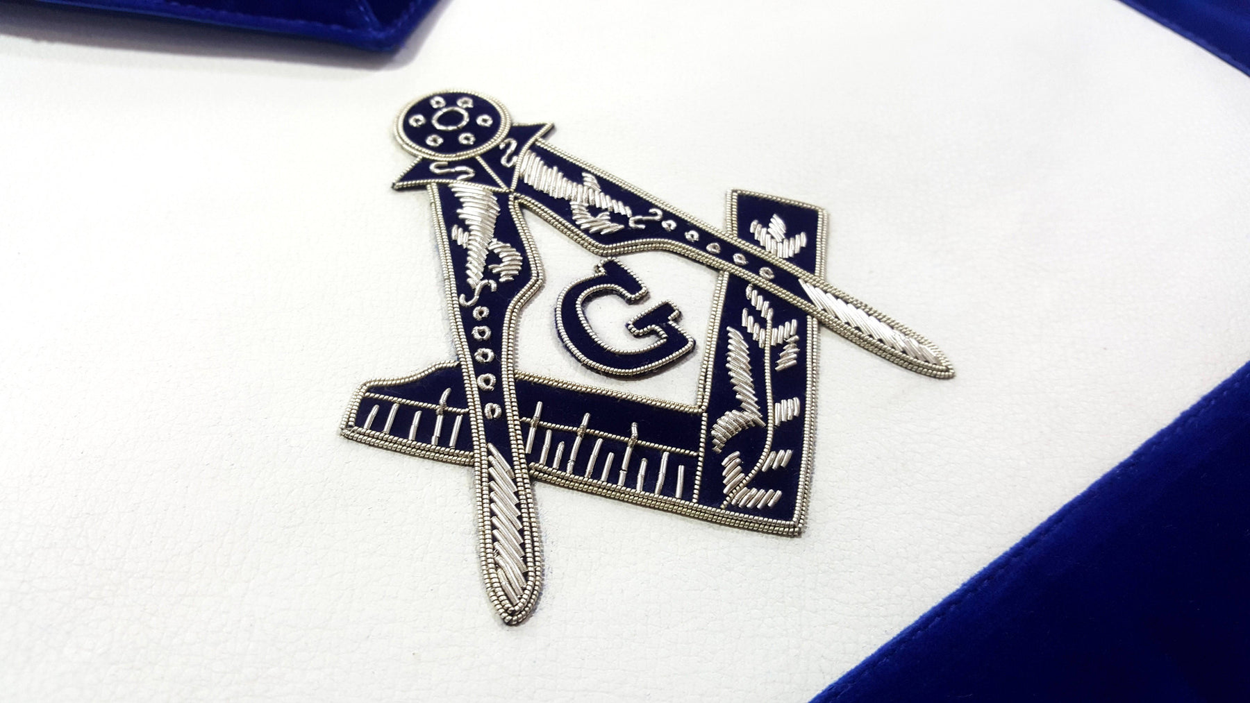 Master Mason Blue Lodge Apron - Royal Blue Silver Embroidery