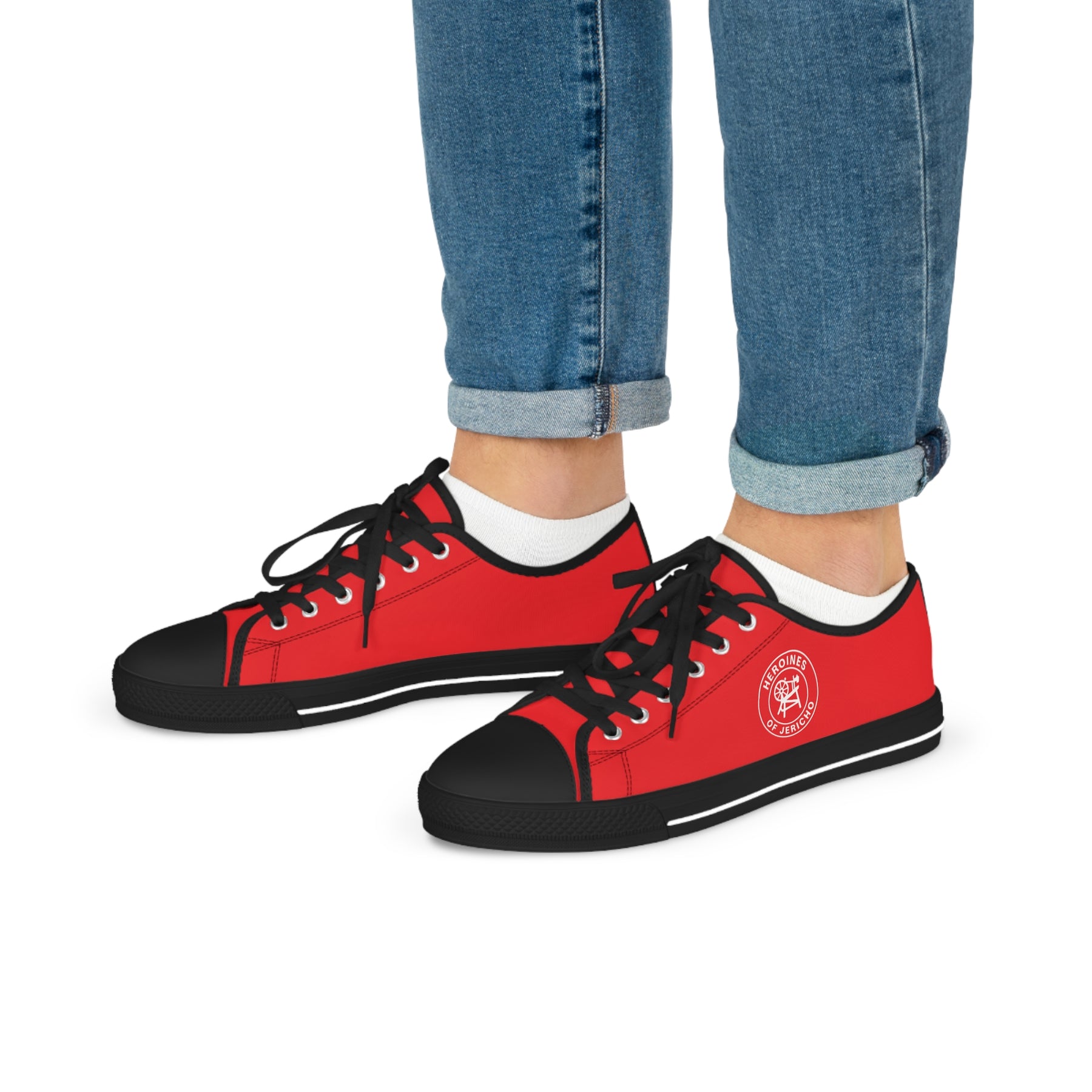 Heroines of Jericho Sneaker - Low Top Sneaker Black & White White Emblem - Bricks Masons