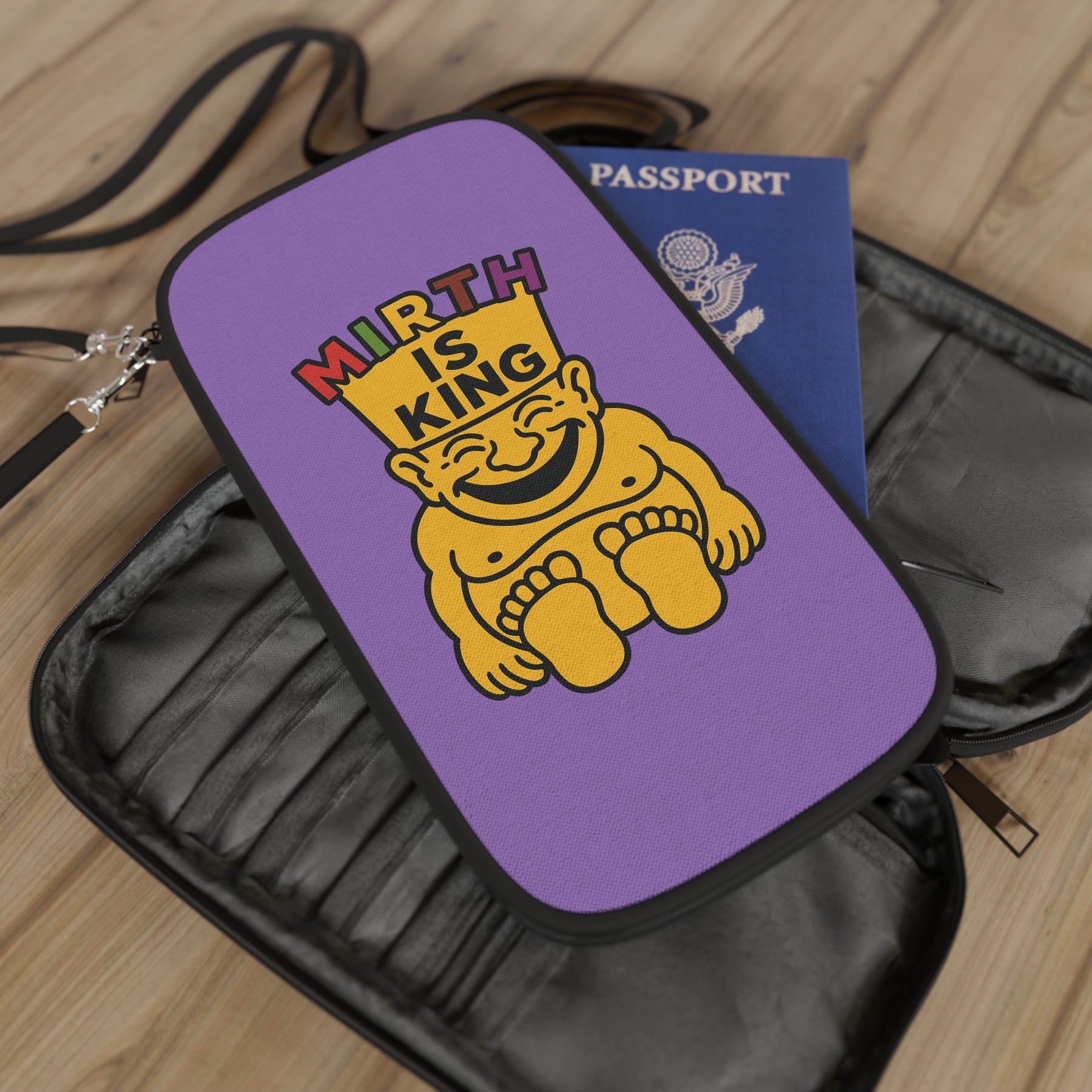 Royal Order of Jesters Passport Wallet - Mirth is King Vibrant Yellow & Purple Colors - Bricks Masons