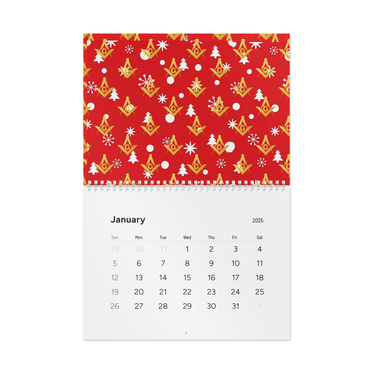 Master Mason Blue Lodge Calendar - Merry Christmas Square and Compass G 2025 - Bricks Masons