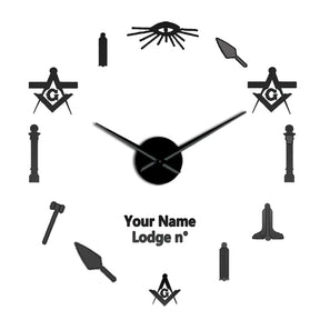 Master Mason Blue Lodge Clock - Frameless Design - Bricks Masons