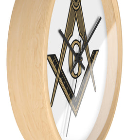 Master Mason Blue Lodge Clock - Distinguished S&C G on White Dial - Bricks Masons