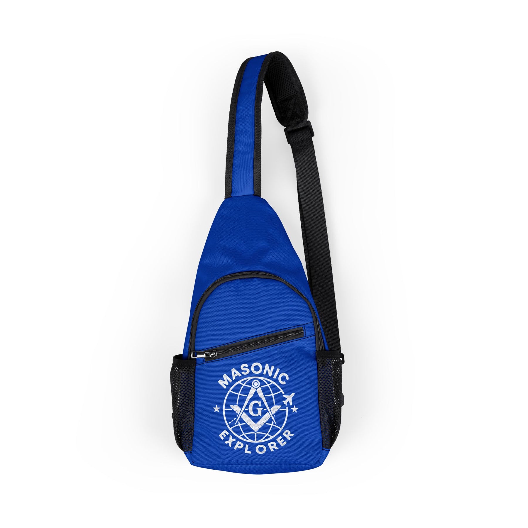 Master Mason Blue Lodge Crossbody Bag - Masonic Explorer Blue Nylon Multiple Pockets - Bricks Masons