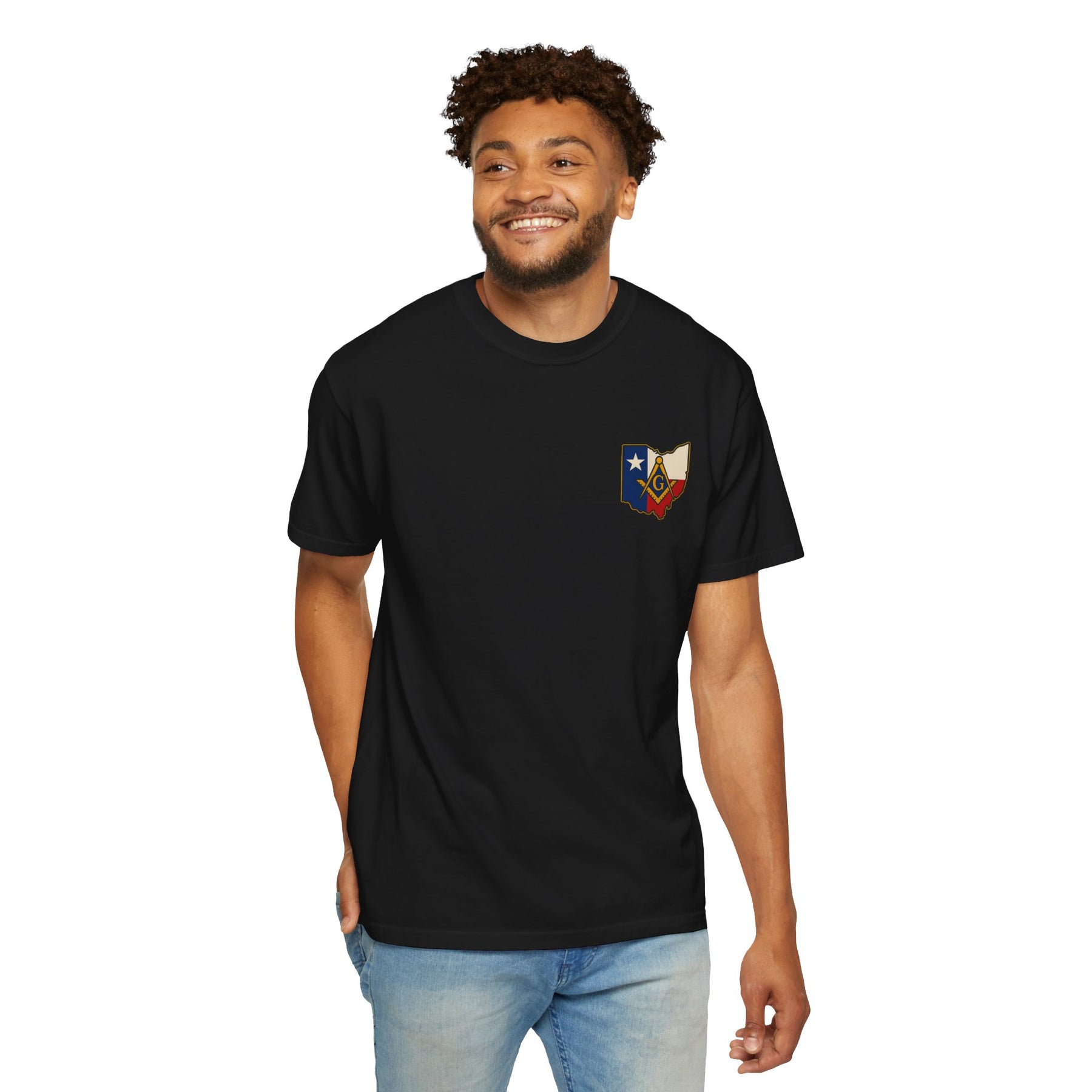 Master Mason Blue Lodge T-Shirt - Garment-Dyed Ohio Mason - Bricks Masons