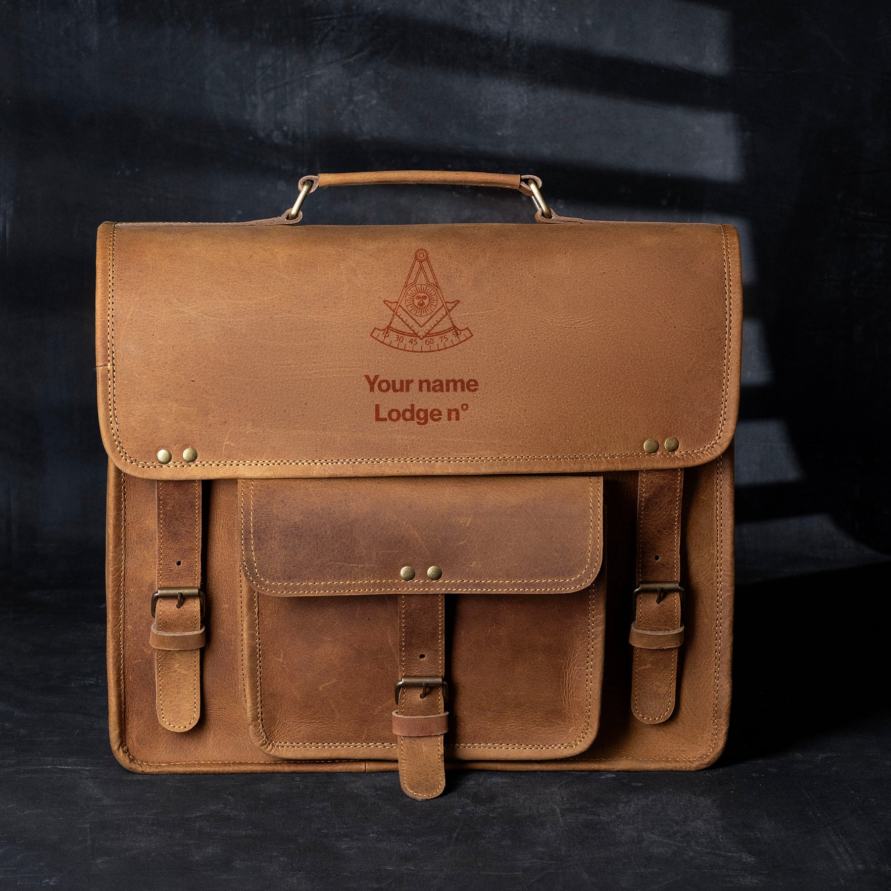 Past Master Blue Lodge California Regulation Briefcase - Genuine Cow Leather - Bricks Masons