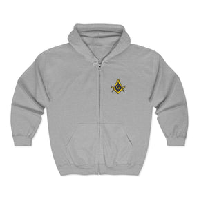 Master Mason Blue Lodge Hoodie - Zip Up Jacket with Embroidered Emblem - Bricks Masons