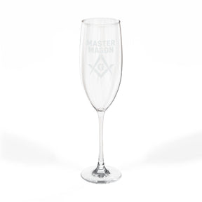 Master Mason Blue Lodge Champagne Flute - Square & Compasses G Emblem - Bricks Masons