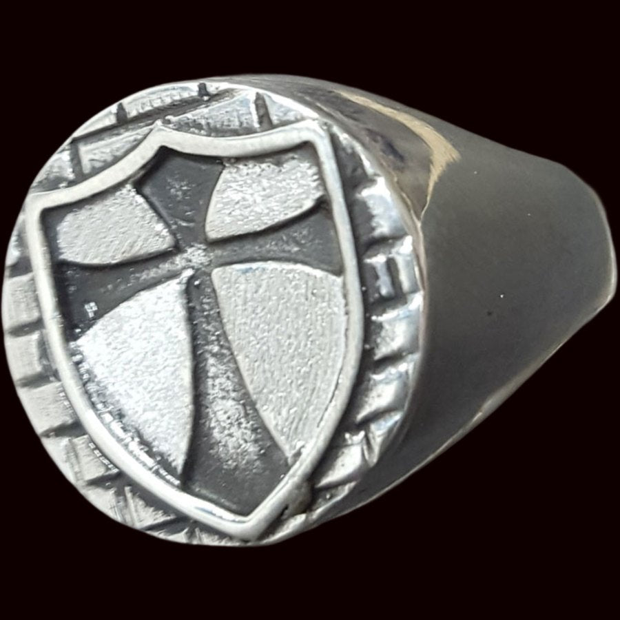 Knights Templar Ring, Templar Christ of the Temple, in Silver, 1.6 cm, 9 g, Art. 285 - Bricks Masons