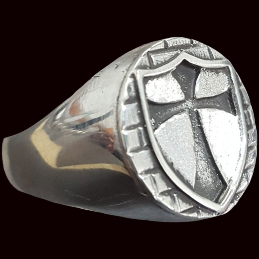 Knights Templar Ring, Templar Christ of the Temple, in Silver, 1.6 cm, 9 g, Art. 285 - Bricks Masons