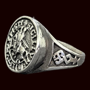 Knights Templar Ring, Templar Christ of the Temple, in Silver, 1.6 cm, 9 g, Art. 290 - Bricks Masons