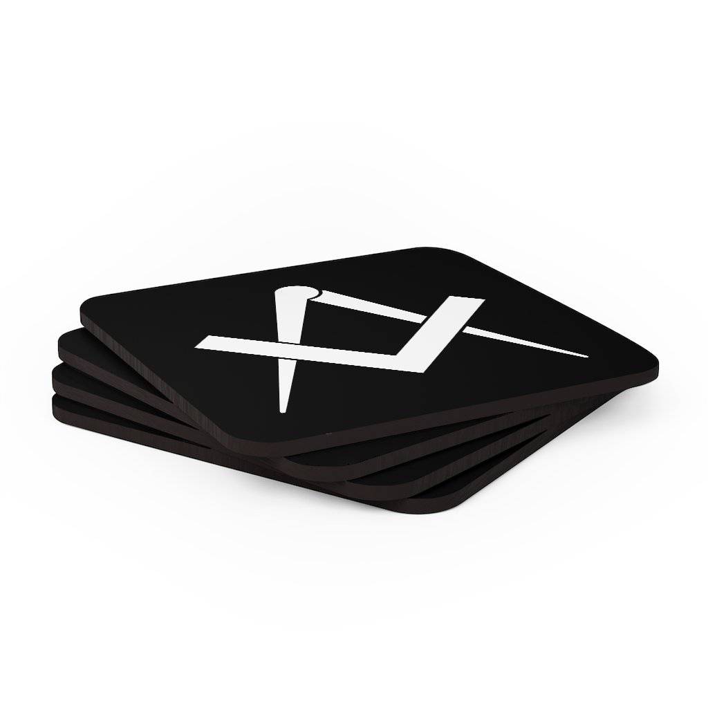 Master Mason Blue Lodge Coaster - Square & Compass 4 Pieces Set