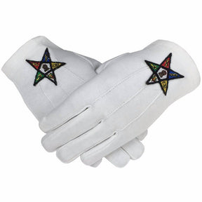 OES Gloves - White Cotton Machine Embroidered Emblem