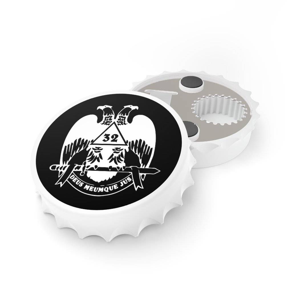 32nd Degree Scottish Rite Bottle Opener - Wings Down Black & White - Bricks Masons