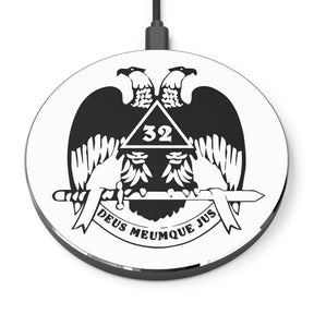 32nd Degree Scottish Rite Wireless Charger - Wings Down Black & White - Bricks Masons