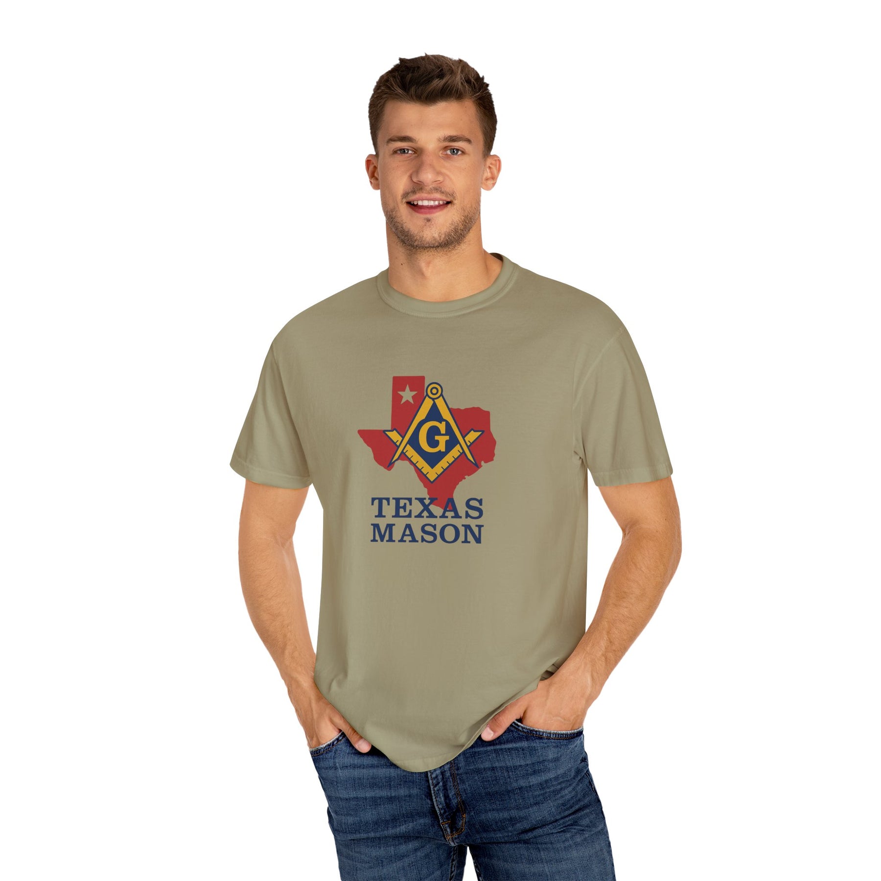 Master Mason Blue Lodge T-Shirt - Texas Mason Garment-Dyed Tee - Bricks Masons