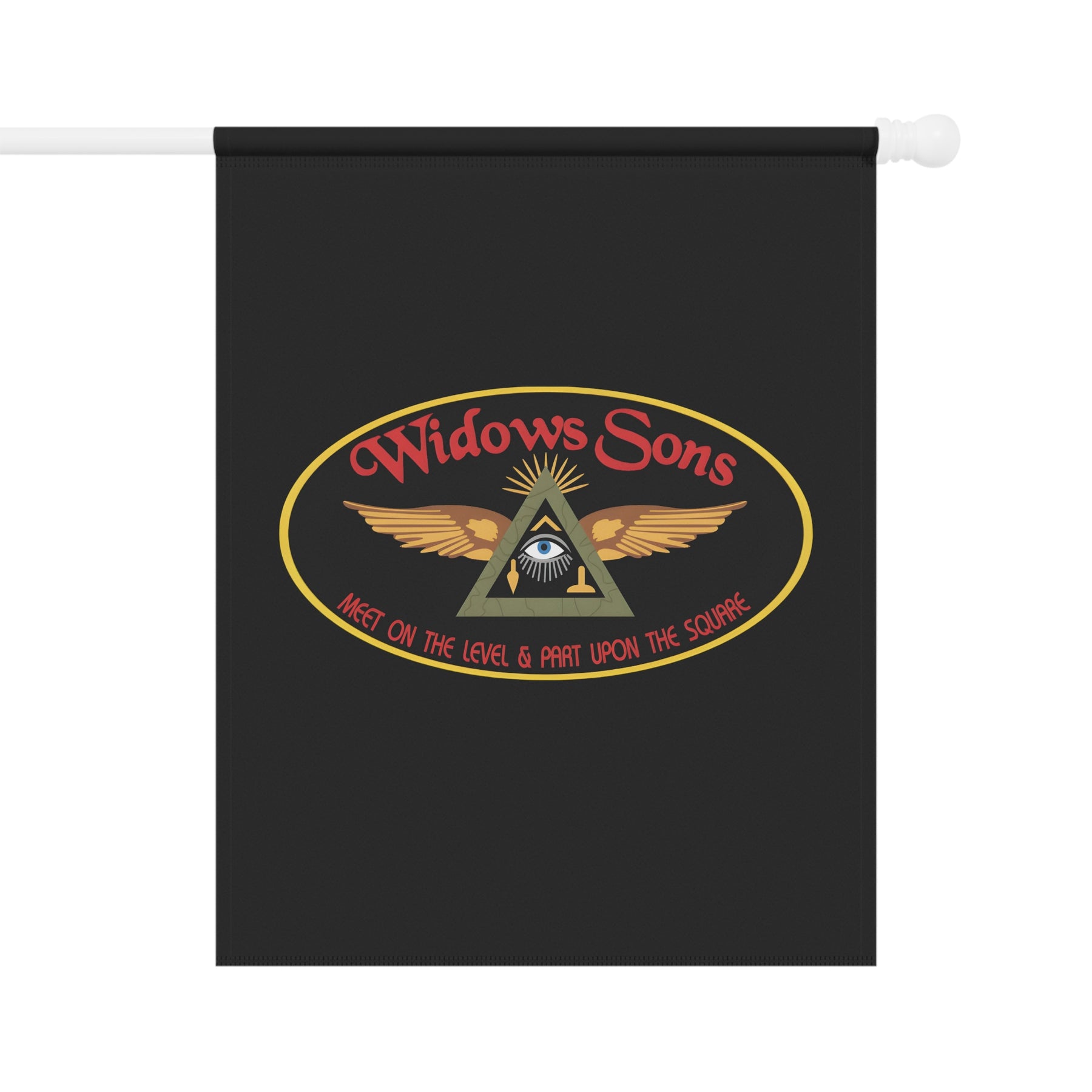 Widows Sons Yard Flag - Black Printed Poly Poplin - Bricks Masons