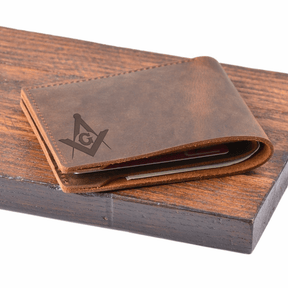 Master Mason Blue Lodge Wallet - Genuine Leather Bifold