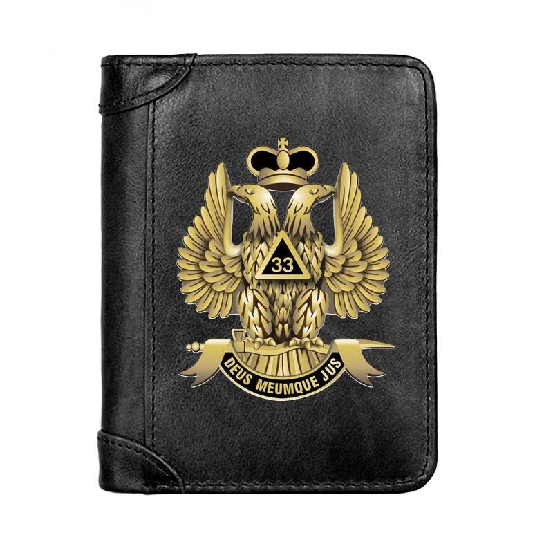 33rd Degree Scottish Rite Wallet - Genuine Leather & Credit Card Holder (Black/Brown/Coffee) - Bricks Masons