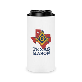 Master Mason Blue Lodge Can Cooler - Texas Mason Square & Compass G - Bricks Masons
