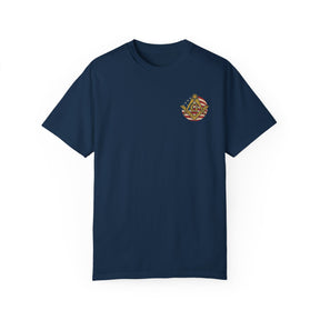 Master Mason Blue Lodge T-Shirt - Garment-Dyed US Flag Square & Compass G - Bricks Masons