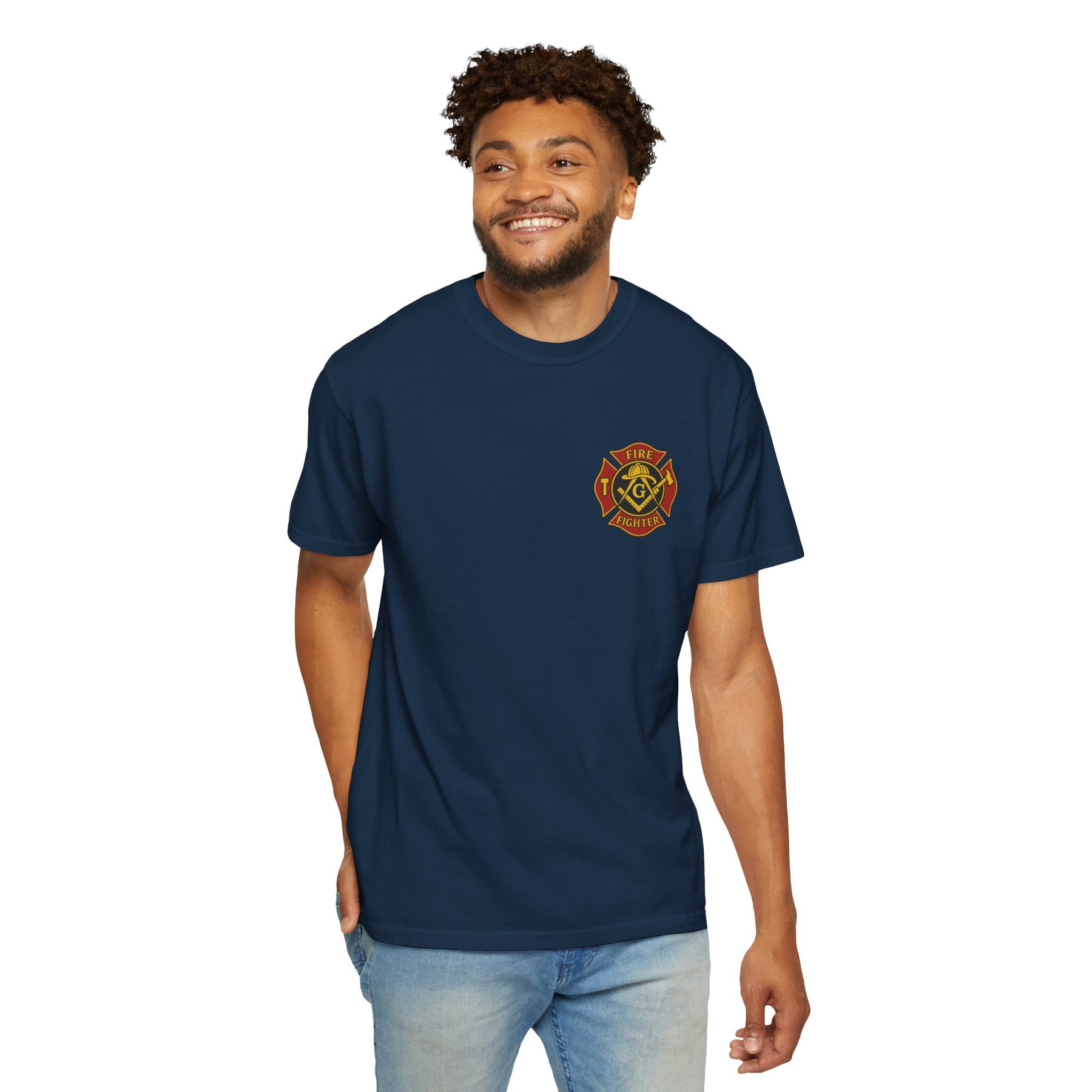 Master Mason Blue Lodge T-Shirt - Firefighter Mason Garment-Dyed Tee - Bricks Masons
