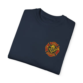 Master Mason Blue Lodge T-Shirt - Firefighter Mason Garment-Dyed Tee - Bricks Masons